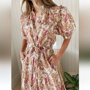 Lola Australia Pacific Dress Tea Rose Cotton Voile L